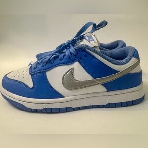 Nike Dunk Low Blue White Silver Swoosh Sneakers Women’s 7.5 (GS 6Y)